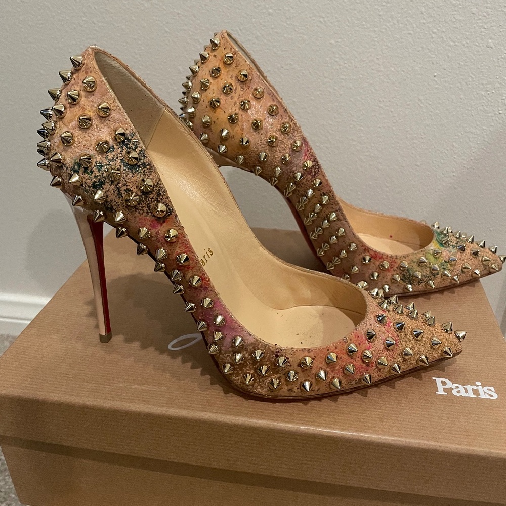 Christian Louboutin multi gold spikes